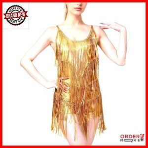 Sequin Tassel Fringe Romper Backless Sparkly Jumpsuit Dance Outfit